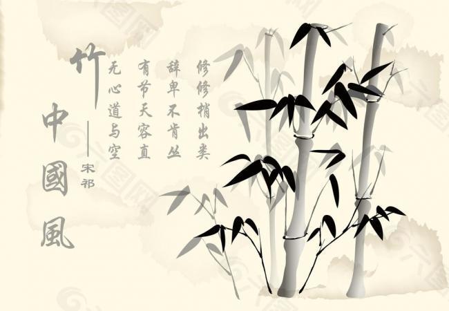 中國風 水墨竹圖片