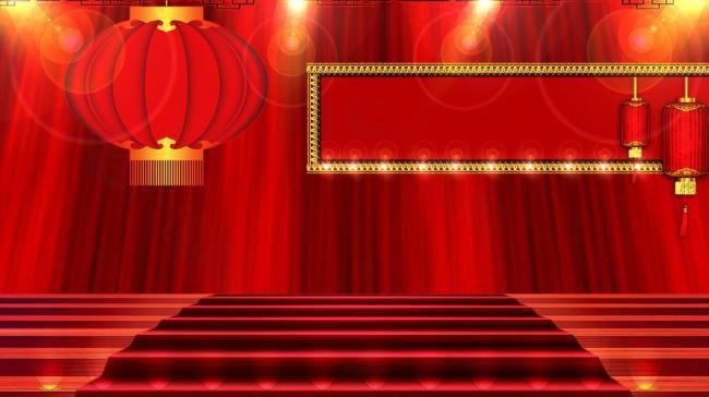 燈籠與紅色舞臺背景圖片