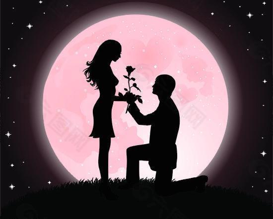 月下情侶圖片
