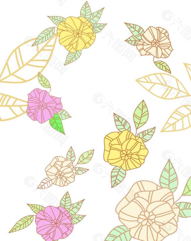 手繪線條花朵移門圖片