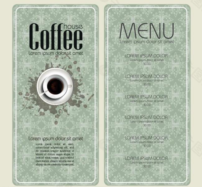 欧式花纹咖啡菜单图片