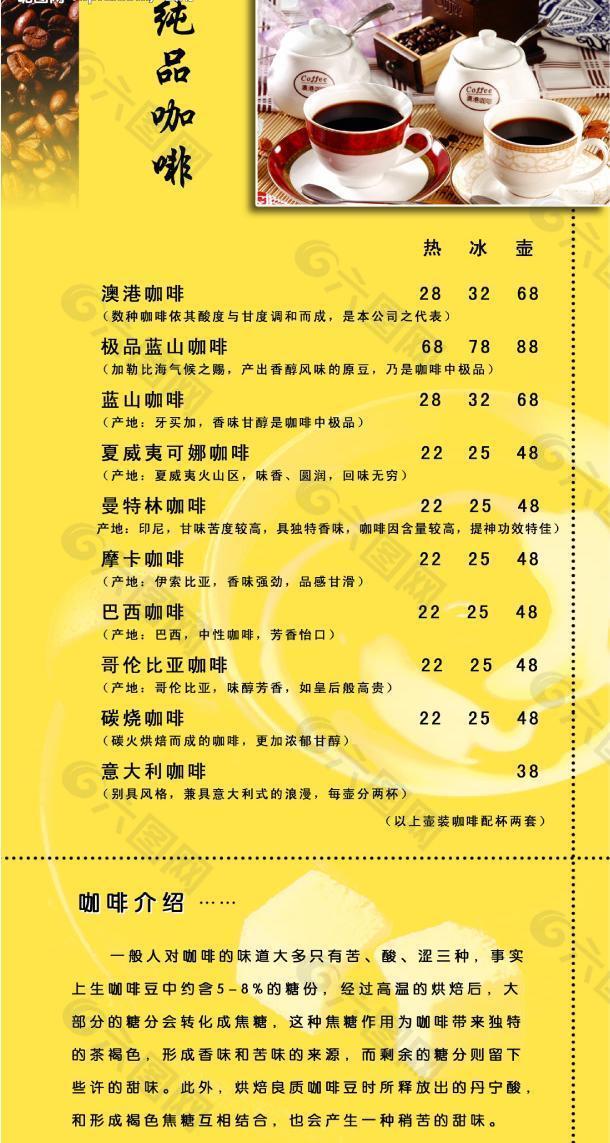 咖啡菜單圖片
