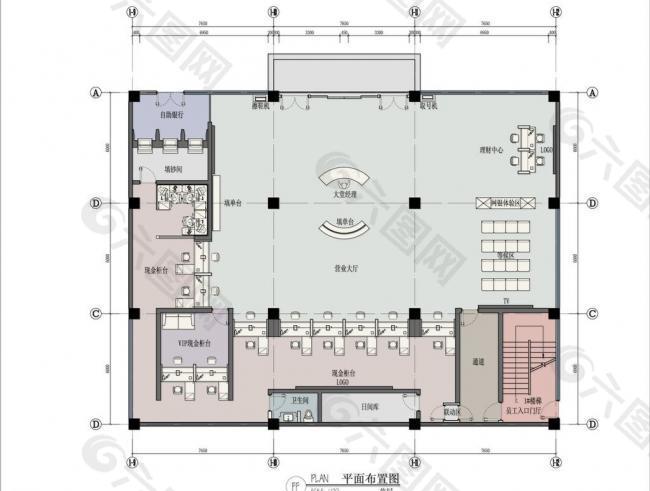 银行彩色平面布置图图片