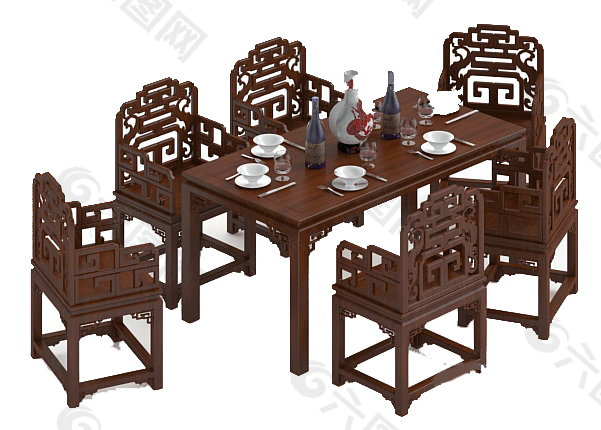 餐桌椅模型素材