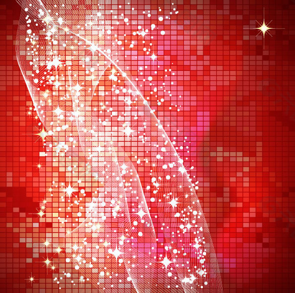 星光璀璨的紅色背景——矢量素材