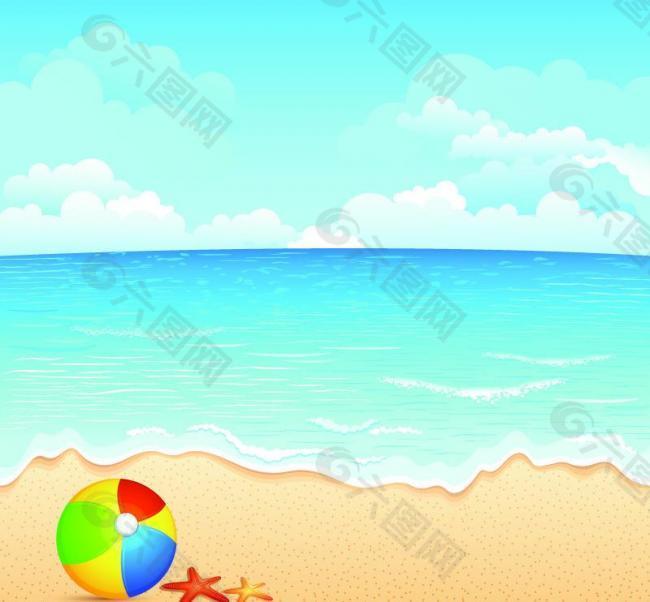 夏日海灘矢量素材圖片
