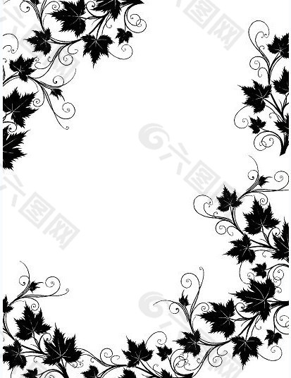 黑白花朵设计素材