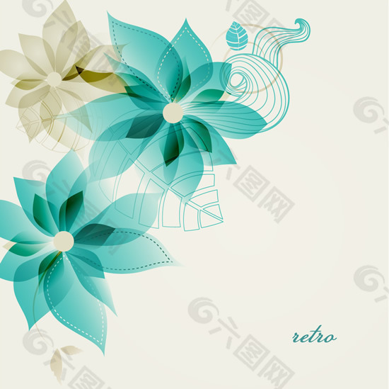 抽象花卉矢量素材-3