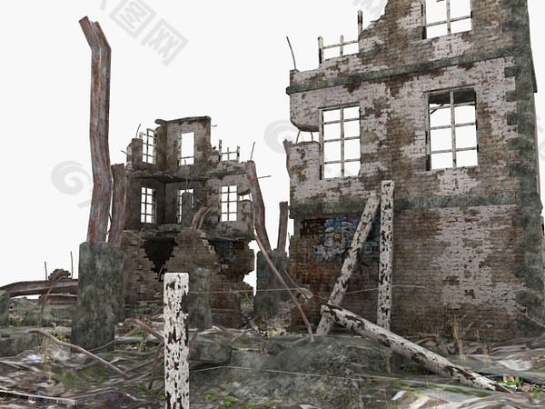 廢墟場景3D素材