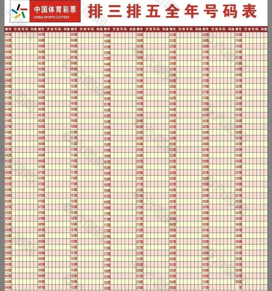 中國體育彩票 排三排五全年號(hào)碼圖片