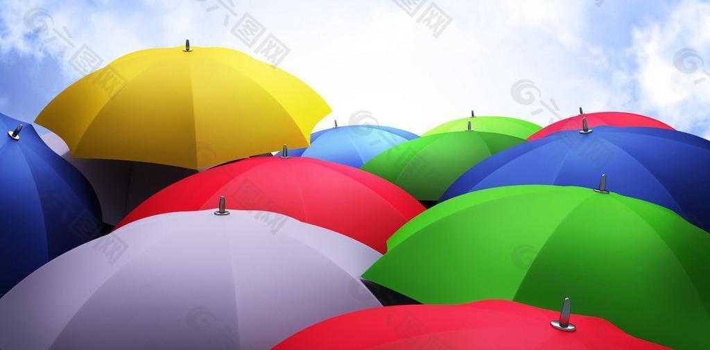 彩色雨傘背景圖片