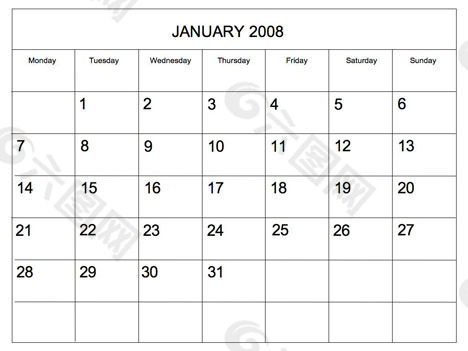 可编辑的2008个空白的日历的ppt模板ppt模板素材免费