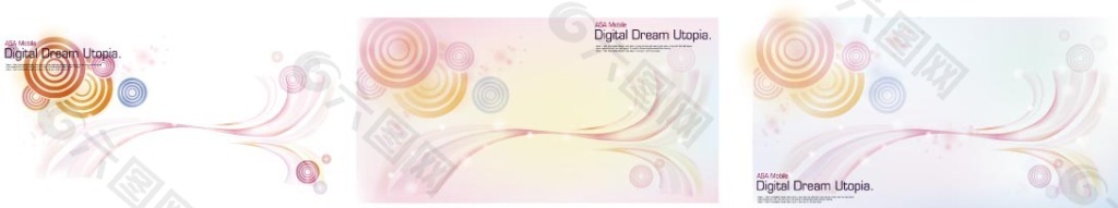 矢量幻彩背景圓形線條模板系列素材