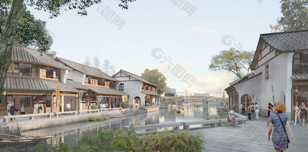 中國風古典民俗商業小鎮圖片