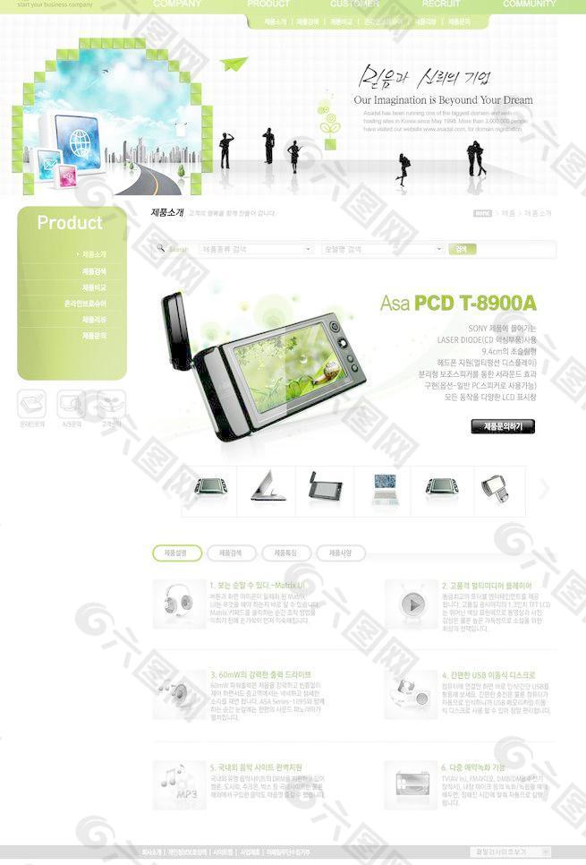 绿色简洁韩国商业模板内页图片