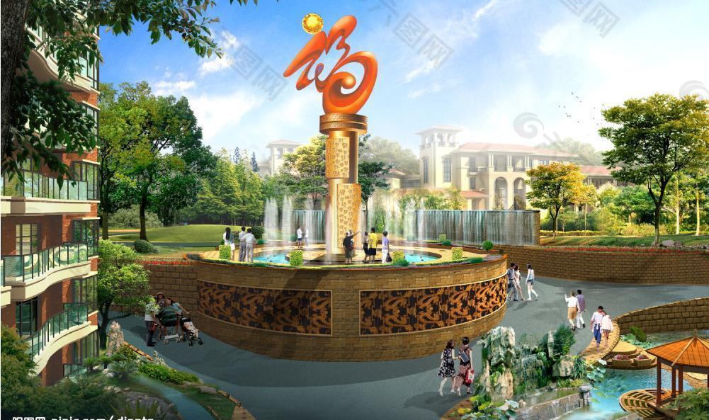 小區(qū)景觀一角圖片
