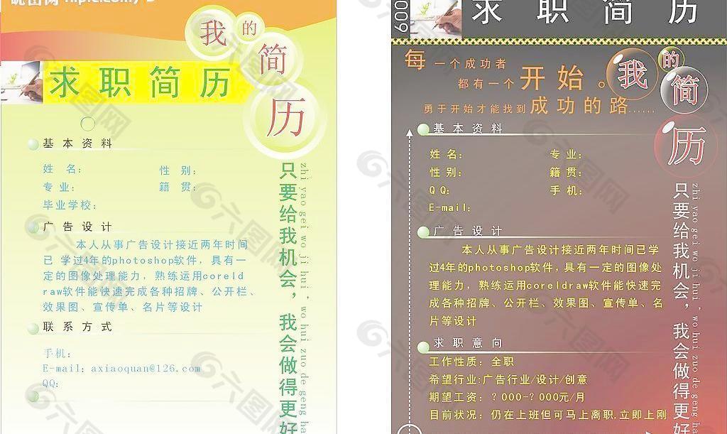 求職簡歷圖片