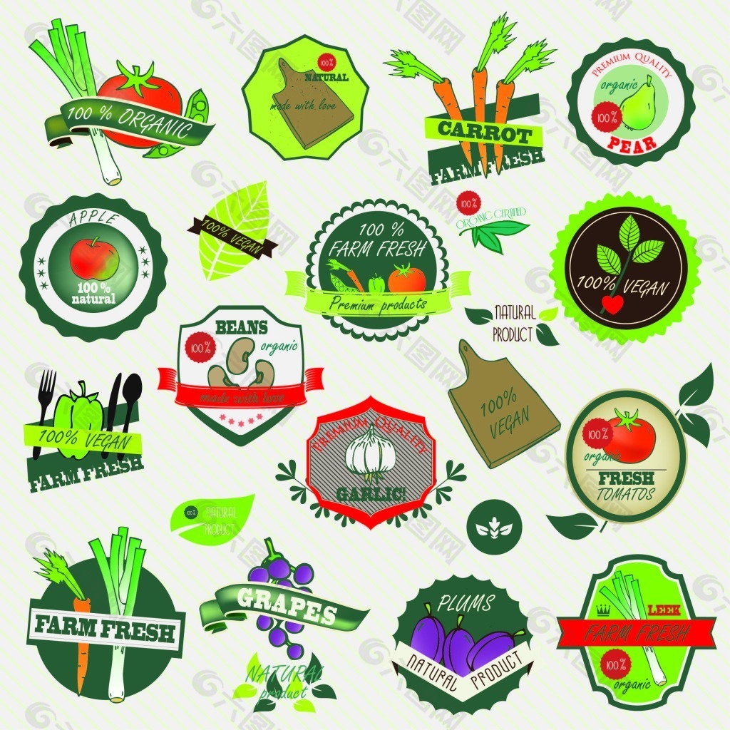 水果蔬菜标签设计元素素材免费下载(图片编号:1087267-六图网