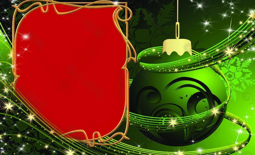 綠色圣誕球相框模板圖片