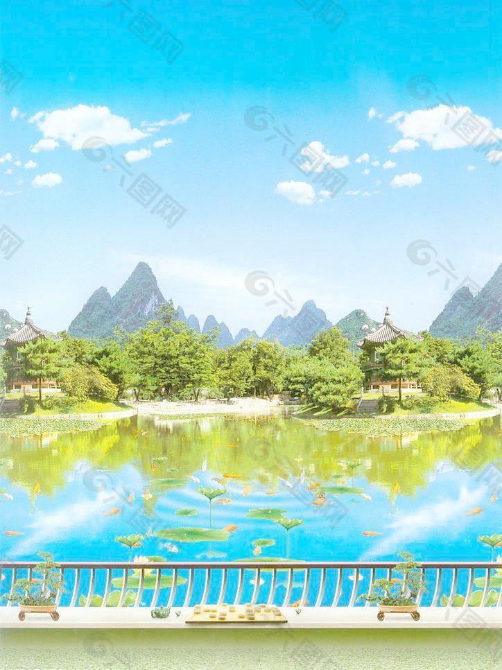 山水風景畫圖片