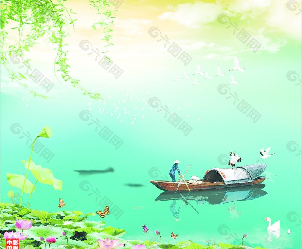 风景画 渔家晨曲图片