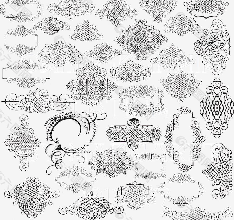 歐式華麗花紋線條圖片