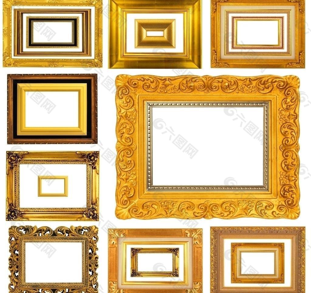 華麗金色花紋相框圖片