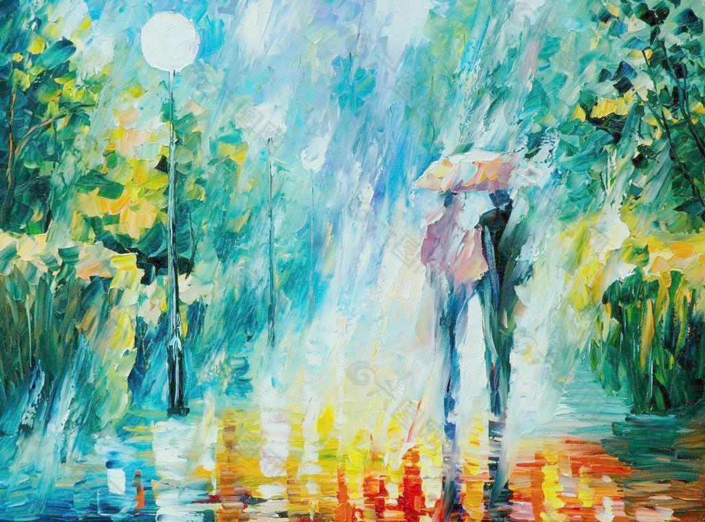 油画 夏天的雨图片