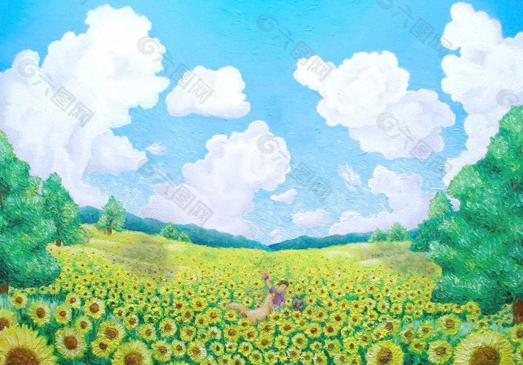 油畫 向日葵圖片