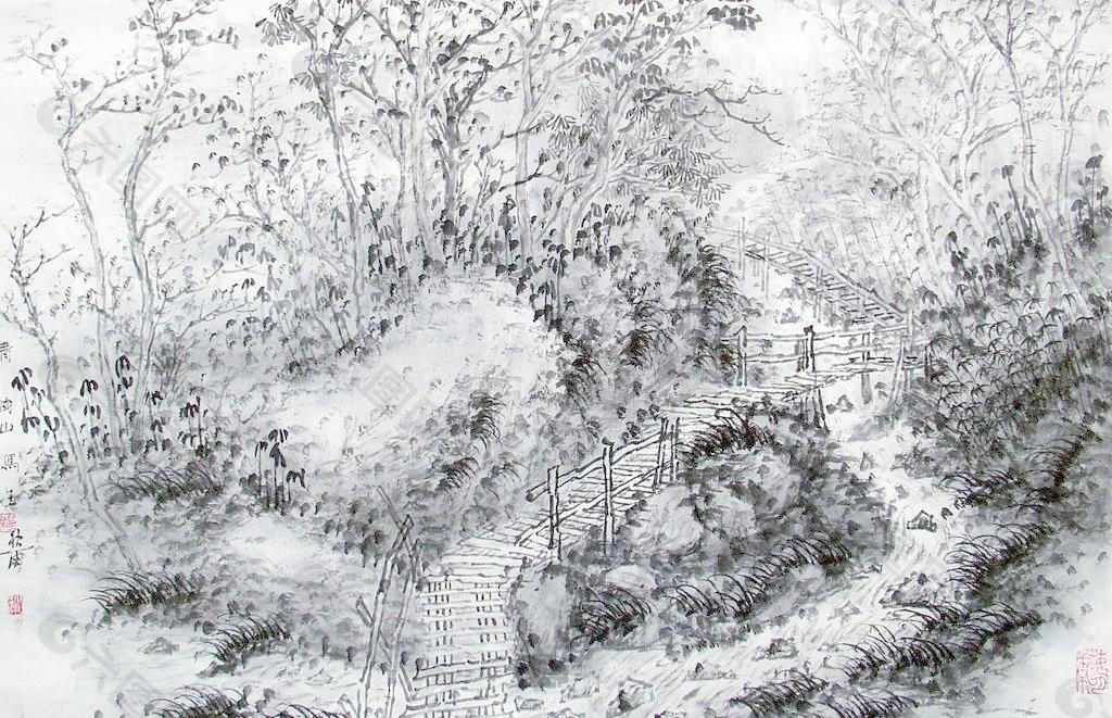 山水國畫圖片