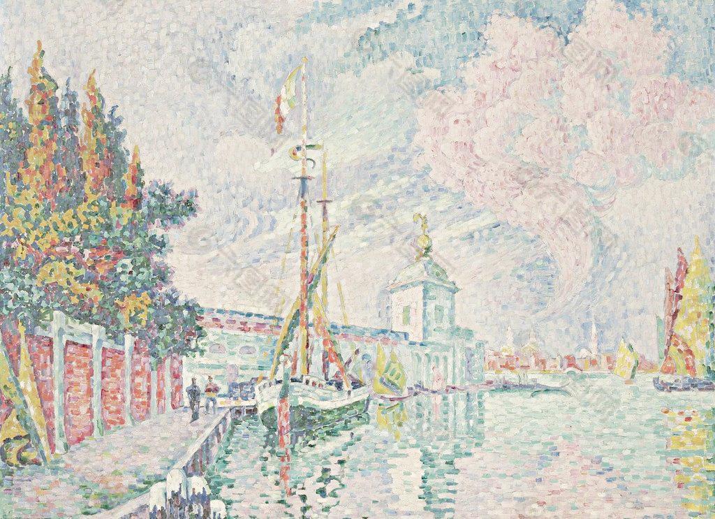 港口碼頭油畫圖片