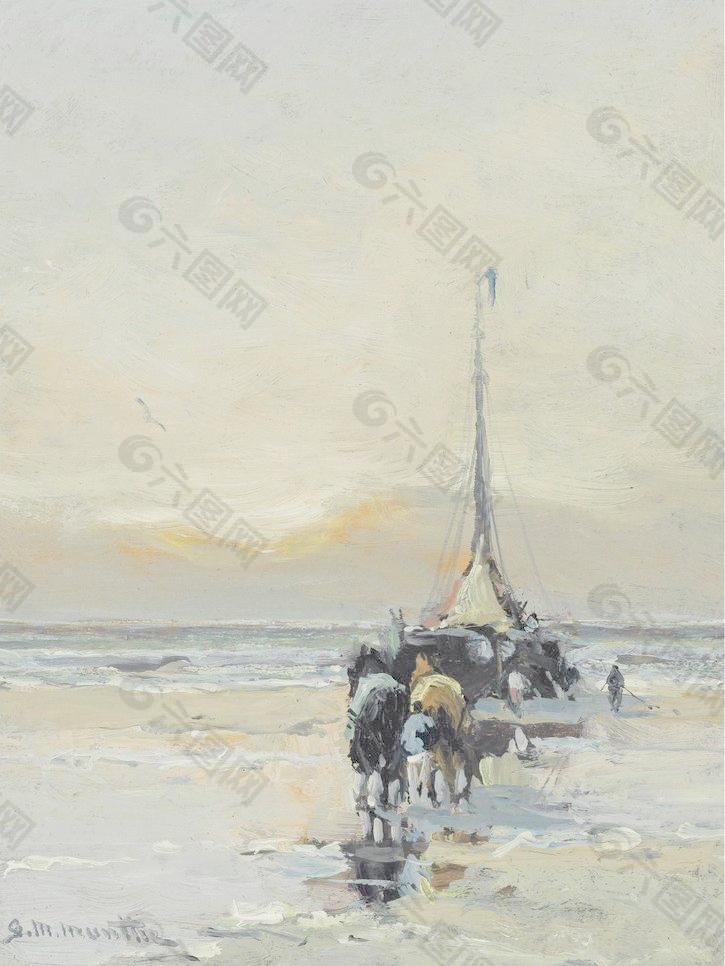 海邊油畫(huà)圖片