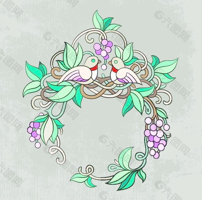 古典花紋小鳥圖片