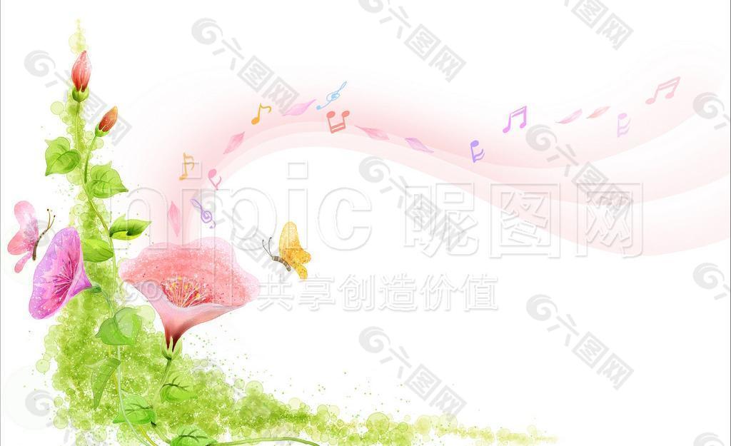 夢(mèng)幻花紋背景圖片
