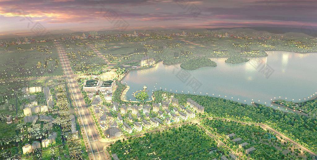 梓山湖夜景效果圖圖片