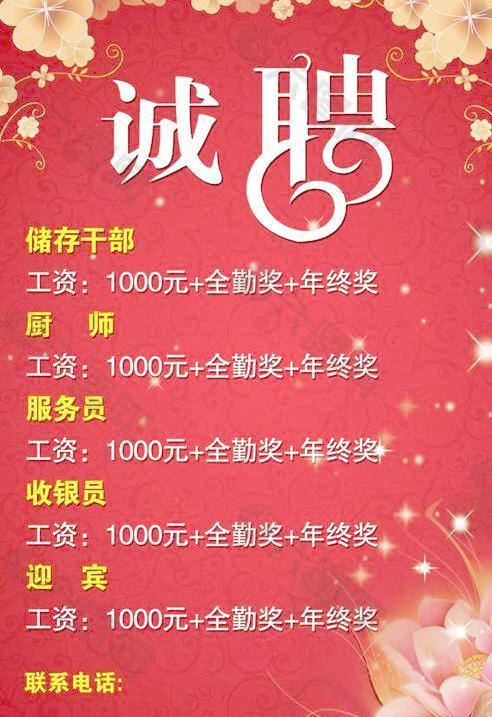 餐飲酒店招聘海報PSD素材