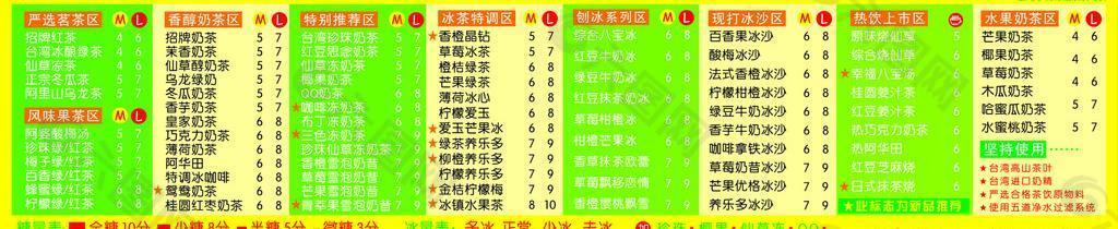 奶茶菜單圖片