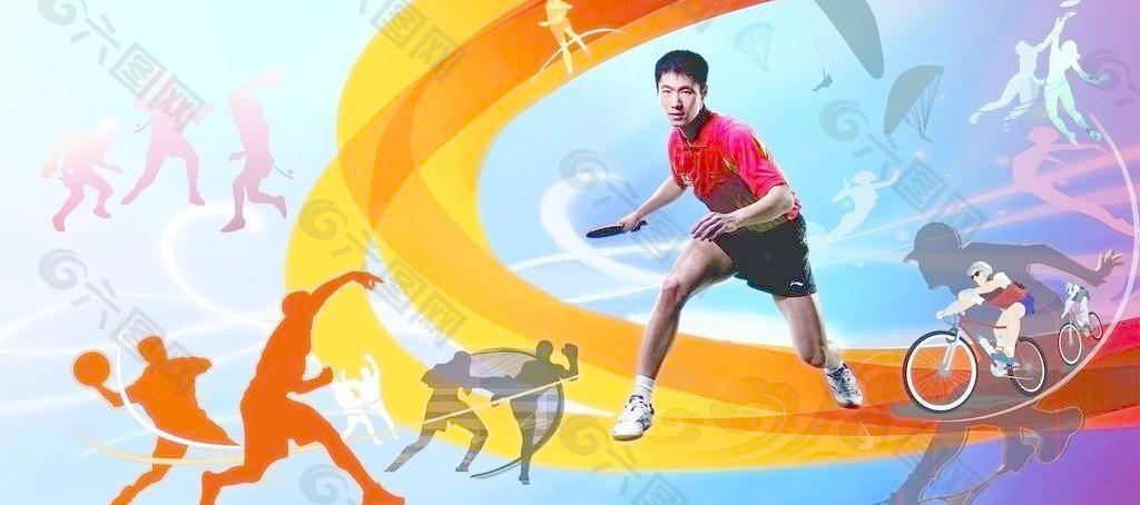 體育運動人物壁畫圖片