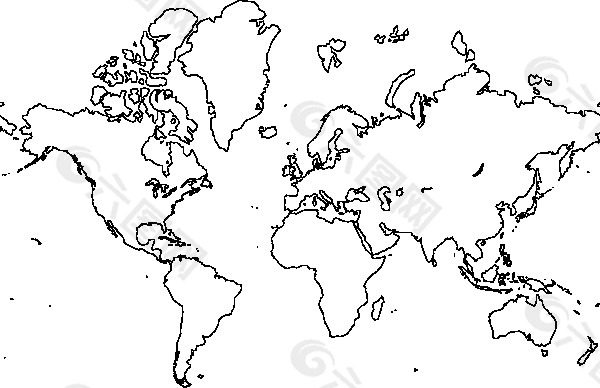 手绘世界地形图简图-千图网