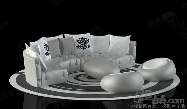 3D沙發茶幾組合模型