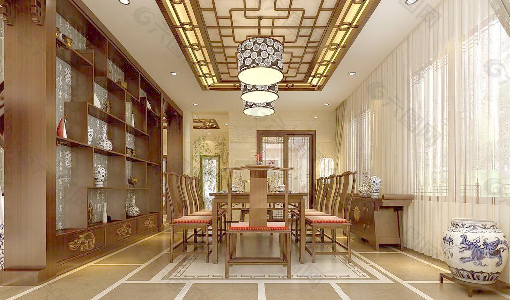 中式餐廳效果圖