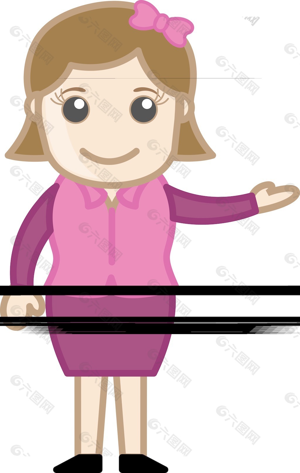 女主持人辦公企業的卡通人物