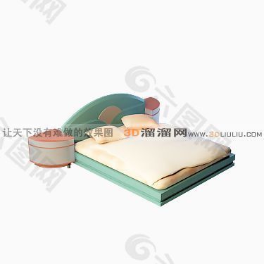 3D雙人床模型