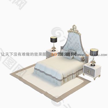 3D雙人床模型