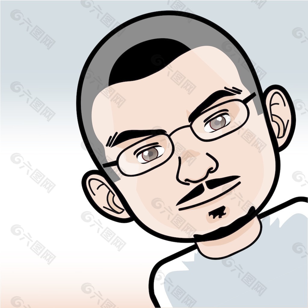 年輕人的卡通人臉的眼鏡