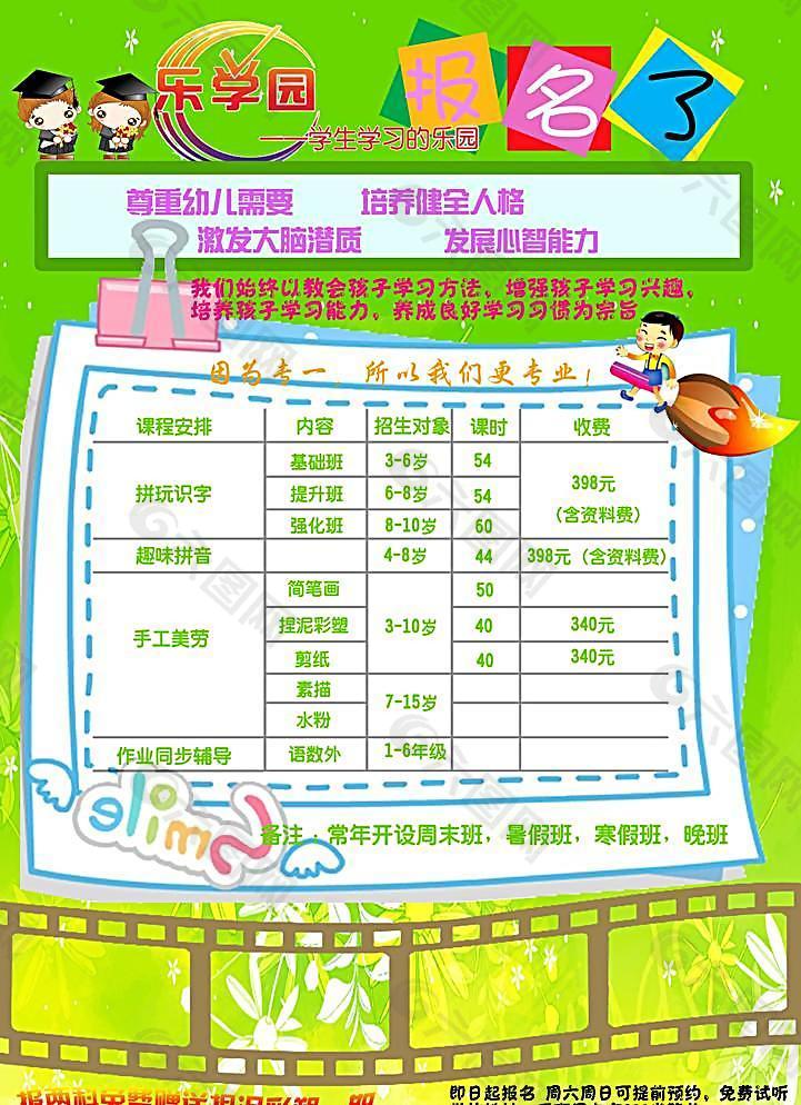 少兒培訓(xùn)宣傳單頁(yè)黃綠色