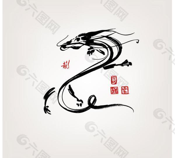 龍形圖紋矢量圖2