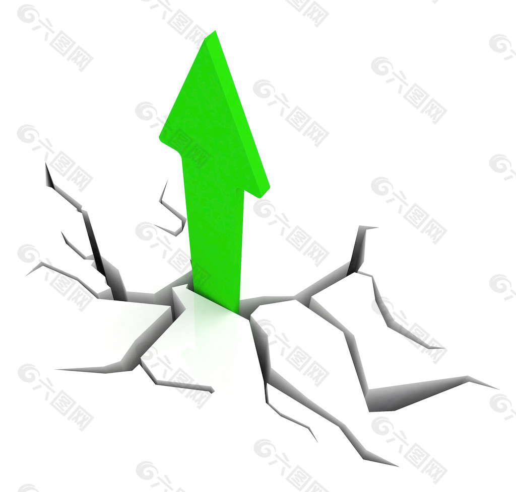 綠色向上的箭頭顯示的突破