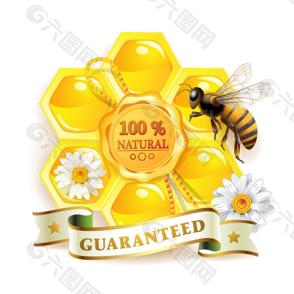 矢量素材蜜蜂与蜂蜜