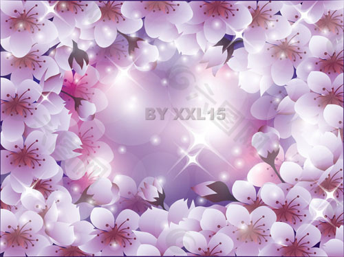 矢量桃花花瓣背景
